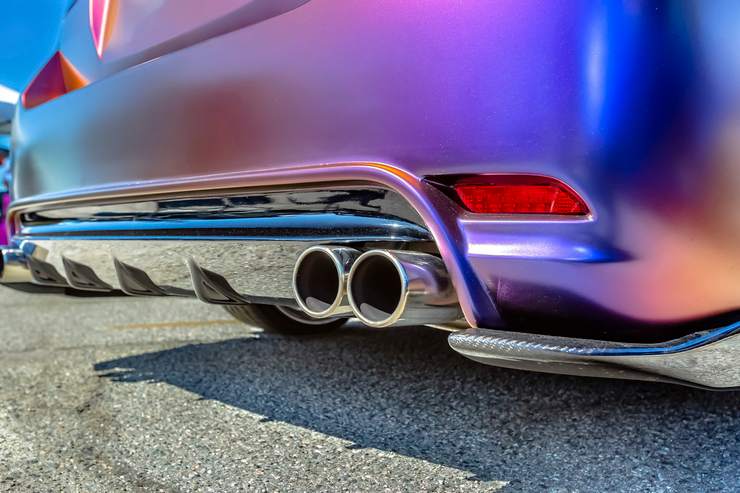 colored car exhaust 