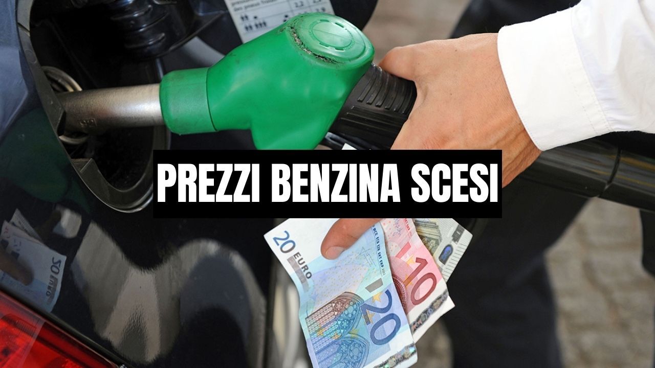 prezzi benzina scesi