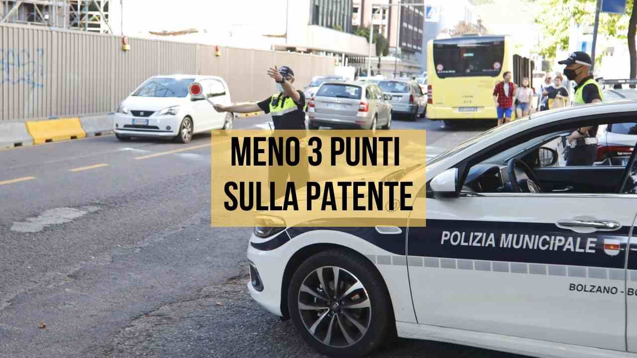 meno 3 punti sulla patente