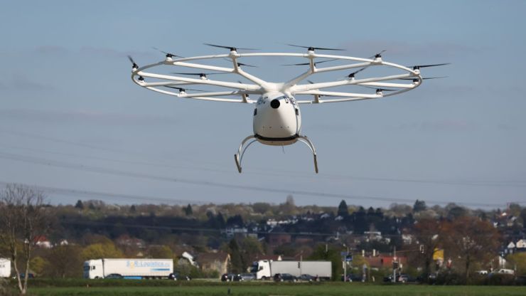 Volocopter in fase di atterraggio