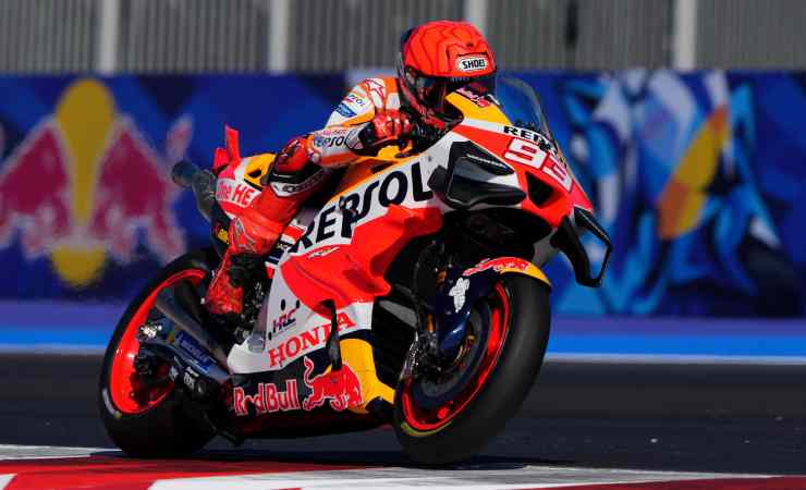 Marc Marquez in sella alla sua Honda Marc Marquez in sella alla sua Honda